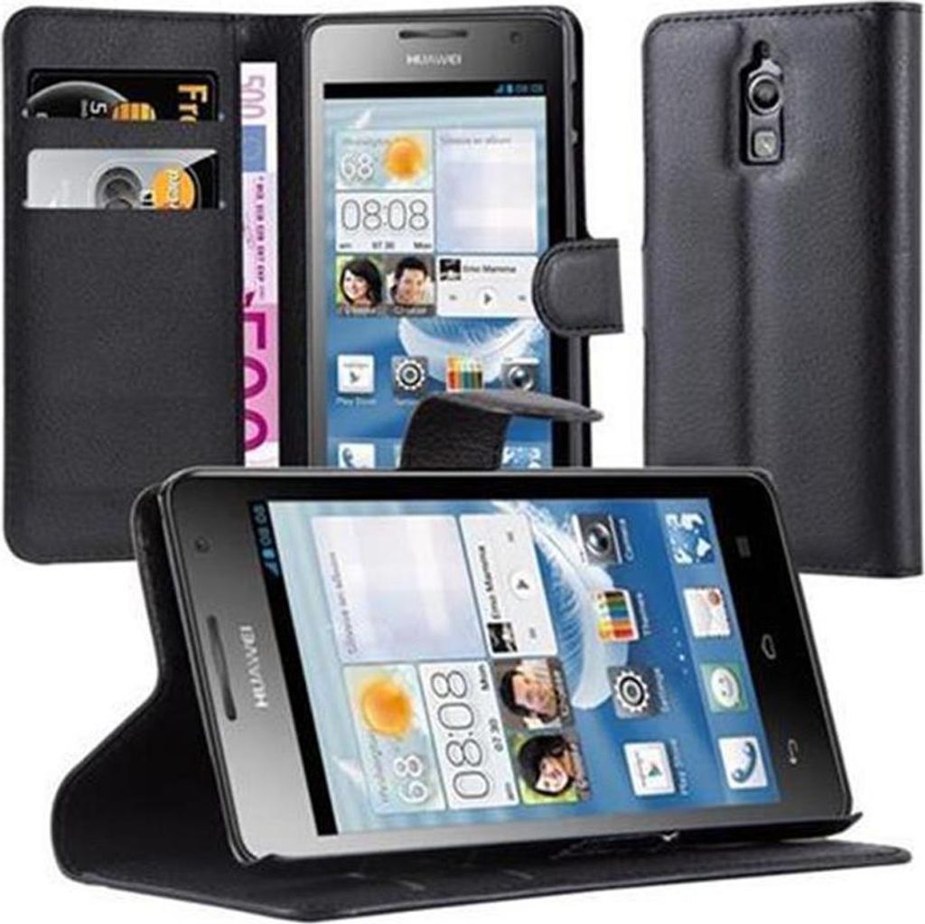 Cadorabo Hülle für Huawei ASCEND G526 Schutz Hülle in Schwarz Handyhülle Etui Case Cover Magnetverschluss