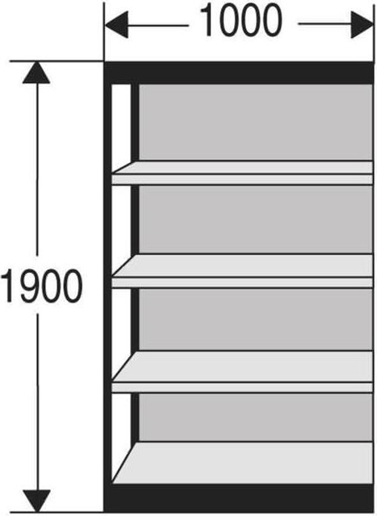 Büro-Regal Progress 2000 Regalfeld HxBxT 1900x1000x400mm 5 Böden Rückwand silber