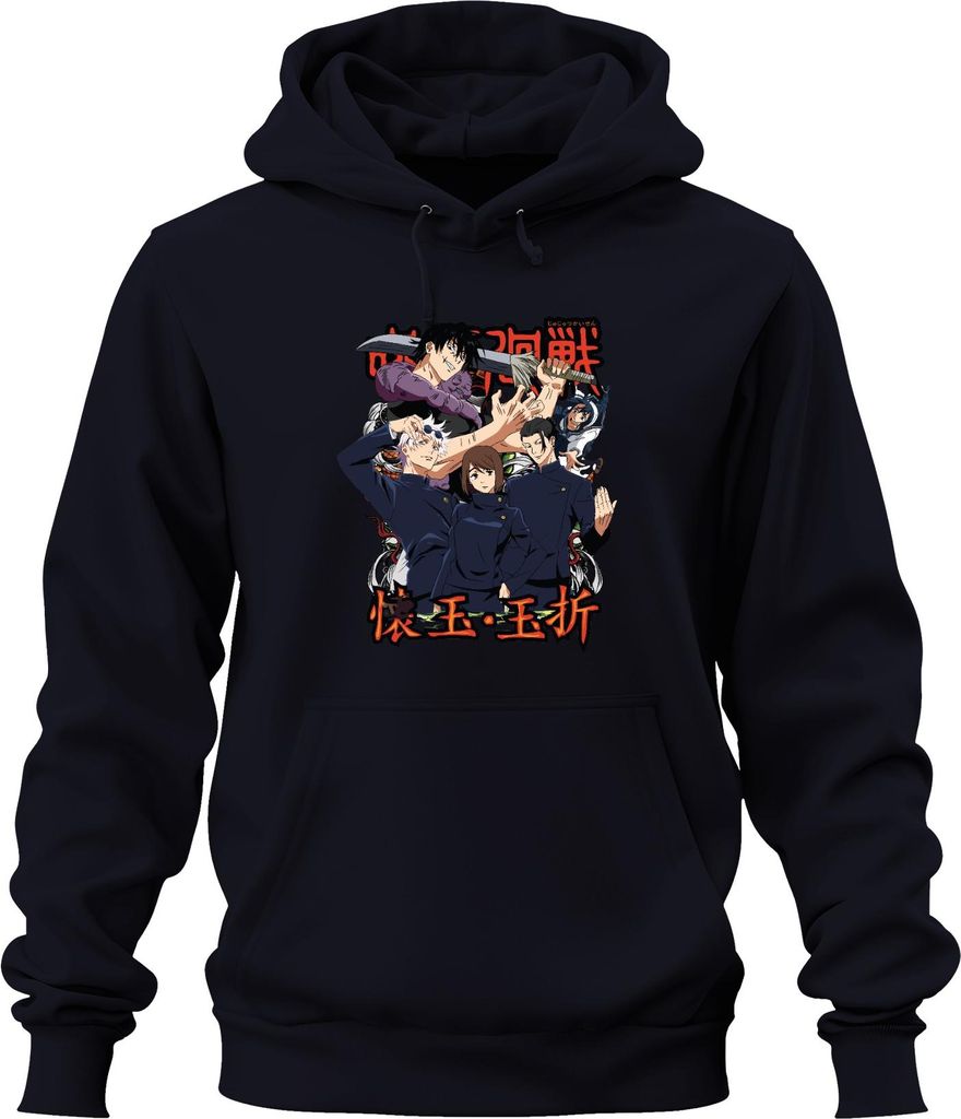 Jujutsu Kaisen Anime Manga Fluchmagie Sukuna Gojo Yuji Geschenk Uni Hoodie Kapuzenpullover, Navy, XXL