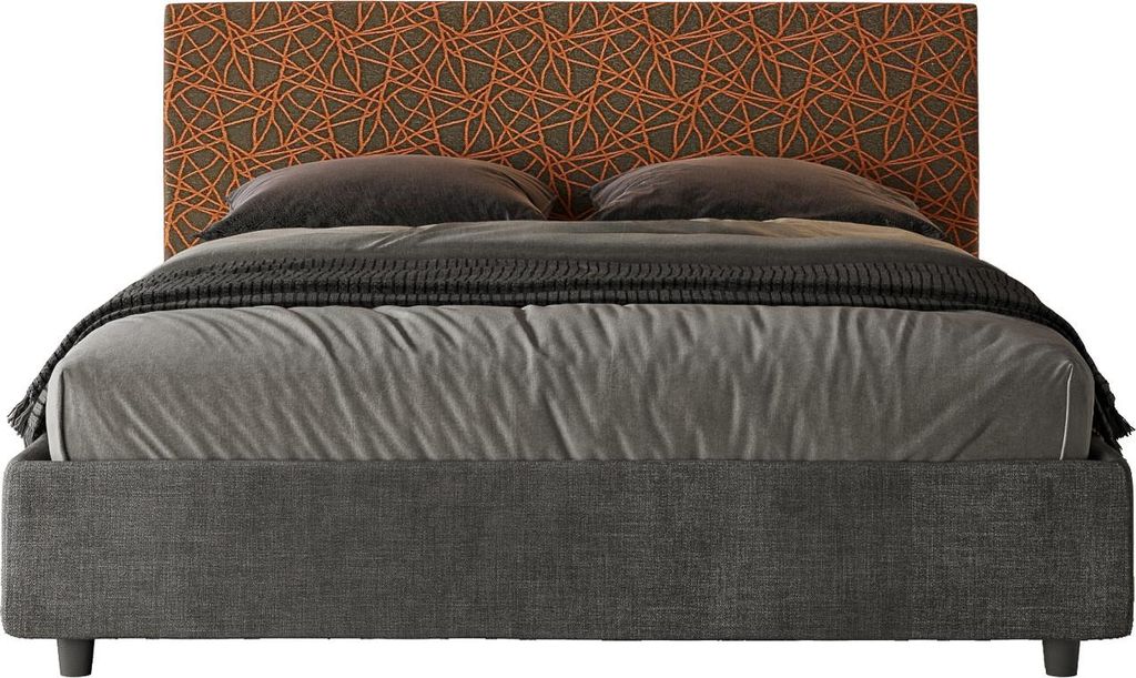 ITYHOME - Gepolstertes Bett ohne Lattenrost 160x190 mit Stoffbezug Era 04 Orange Arla