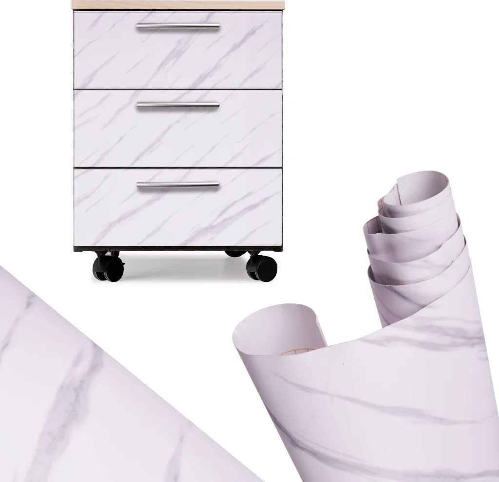 Papier peint autocollant marbre blanc Jazz 1,22x50m pour rénovation