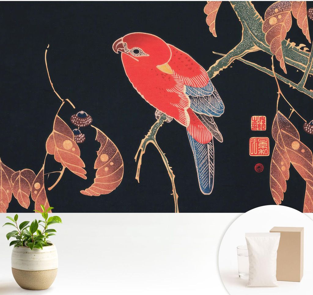 Fototapete - 104x70 cm - Tapete - Wandtapete - Wandbilder - Dekofolie - Tapete Folie - Wand - Dekoration - Wohnzimmer - Exotischer Vogel