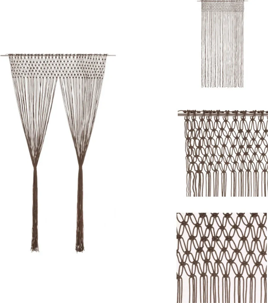 Tenda Macramè vidaXL Tortora 140x240 cm in Cotone | Arredo Boho Chic - 1