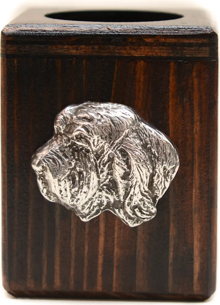 Portacandele PBGV Art-Dog: Ricordo in Legno e Argento per Cani