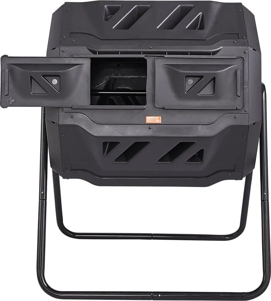 Bac à compost rotatif de jardin 43 gallons à deux compartiments noirs - 10