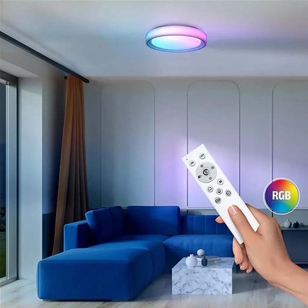 Luminaire de plafond LED commutable RGB et CCT 400mm 36W Blanc