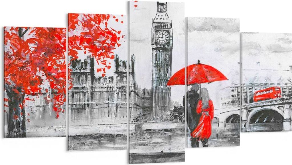 Bild auf Leinwand - Leinwandbild - London Architektur big ben - 160x85cm - Wand Bild - Wanddeko - Leinwanddruck - Bilder - Kunstdruck - Wanddekorat...