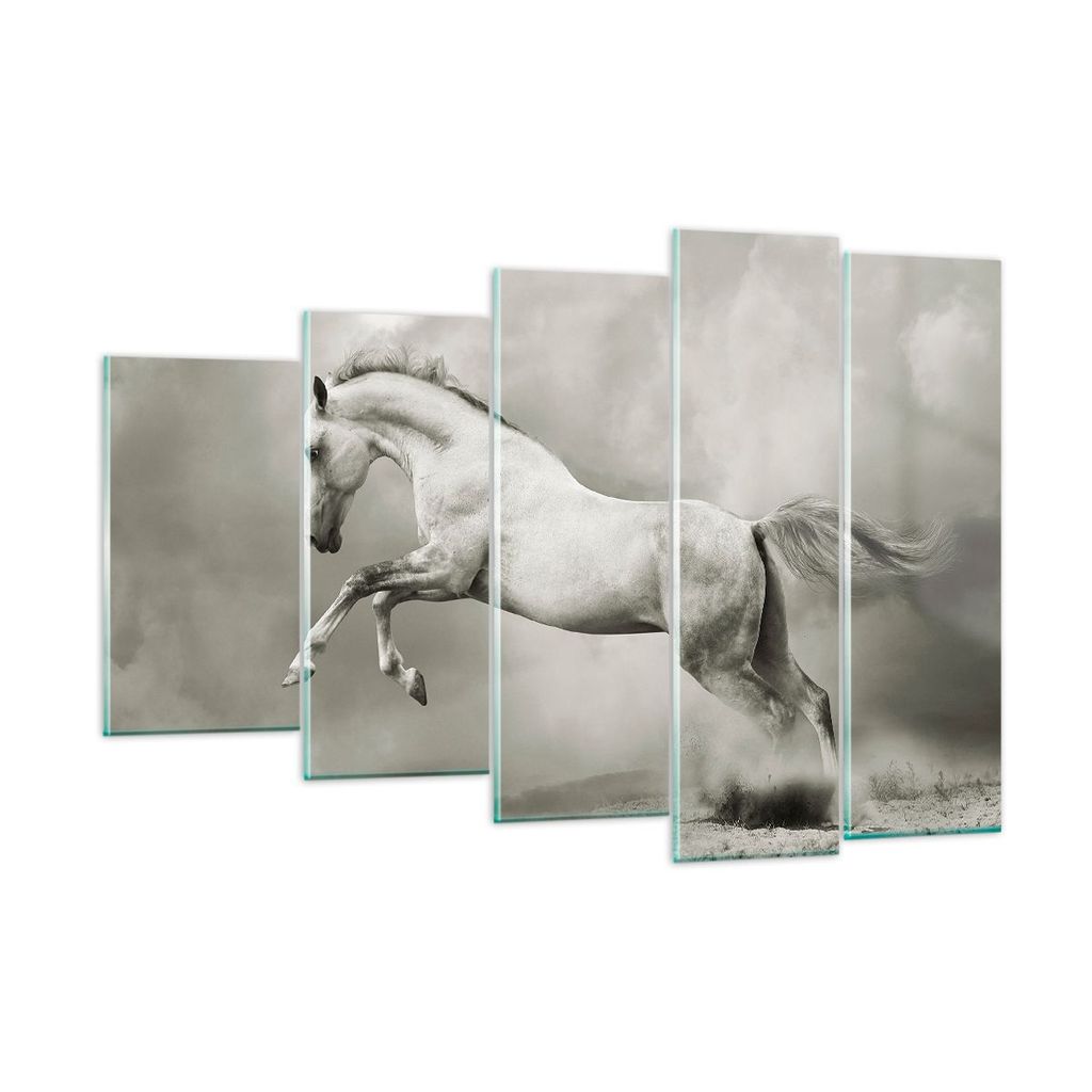 Bilder auf glas - Pferd Tier - 150x100cm - Glasbilder - Wandbilder - Bilder - Kunstdruck - zum Aufhängen bereit - Wanddekoration aus Glas - Glas B...