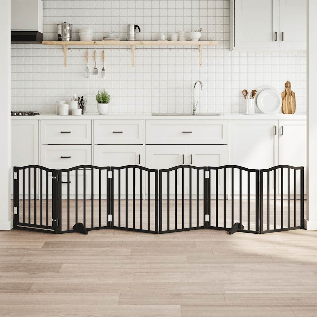 "im Angebot" 6-tlg. Hundetor mit Tür Faltbar Schwarz 300 cm Pappelholz - Sonstiges Hundezubehör CC16057