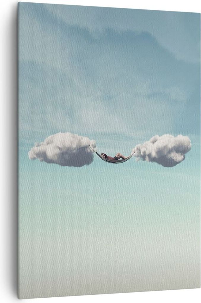 Bild auf Leinwand - Leinwandbild - Einteilig - Wolken Hängematte Ruhe - 70x100cm - Wand Bild - Wanddeko - Wandbilder - Leinwanddruck - Wanddekorat...