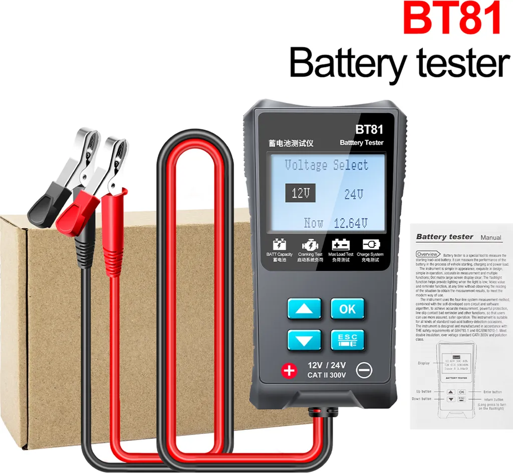 Tester Carico Batteria ANENG BT81 per Moto e Veicoli 12/24V