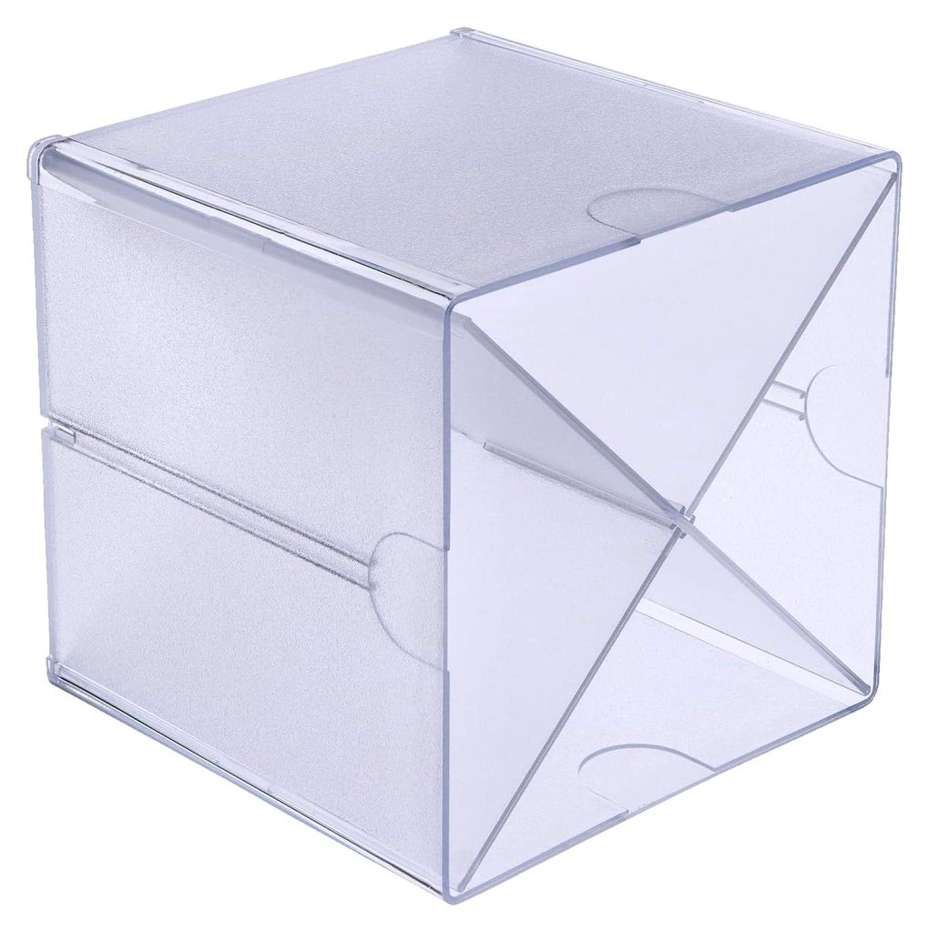 Aufbewahrungsbox Cube mit 4 Fächern und X-Trennung, 153 x 153 x 153 mm, aus glasklarem Polystyrol, erweiterbar, Bürozubehör, Stifte-Box