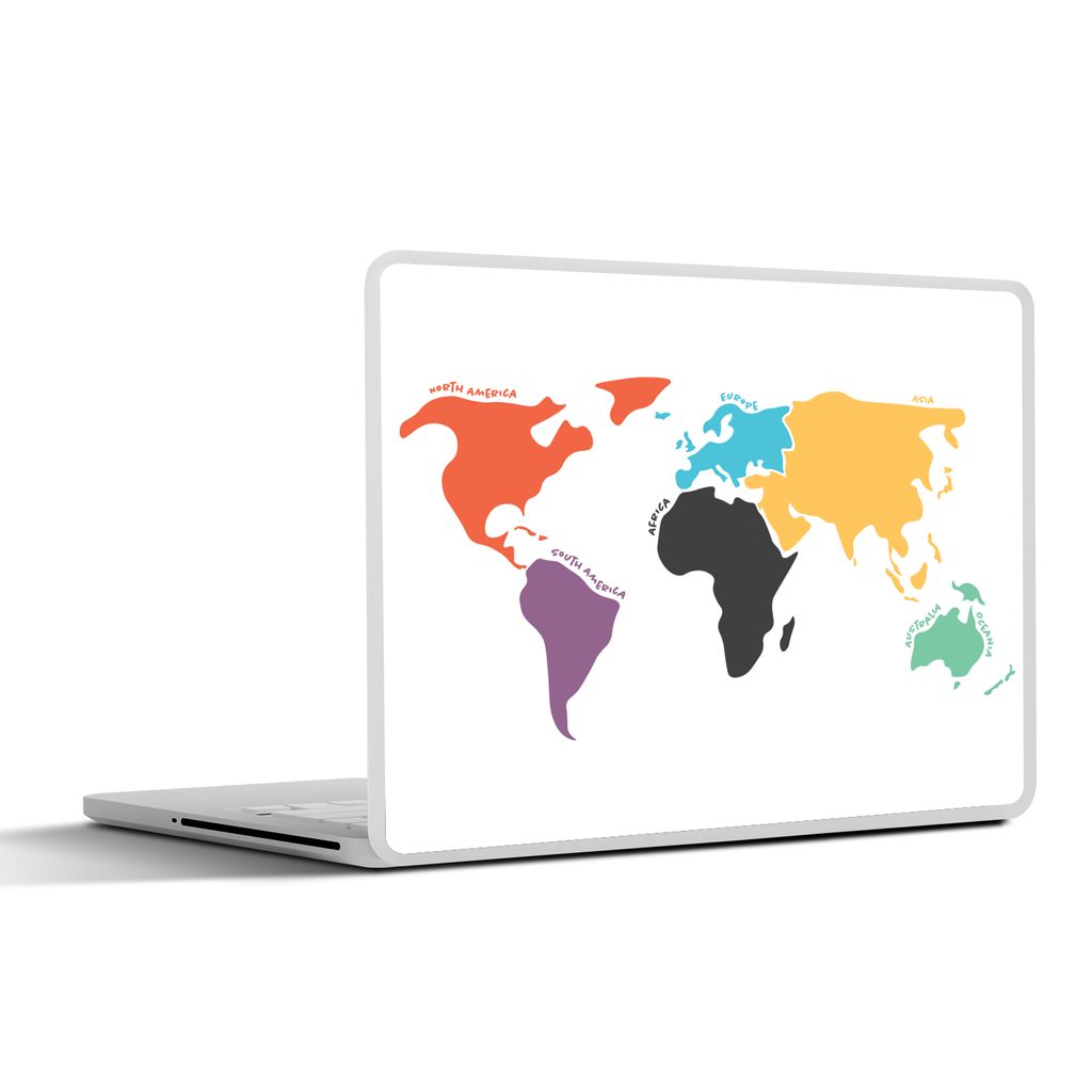 MuchoWow Laptop Aufkleber Sticker Cover Karte - Welt - Einfach 36.5x27.5 cm - Laptop-Sticker