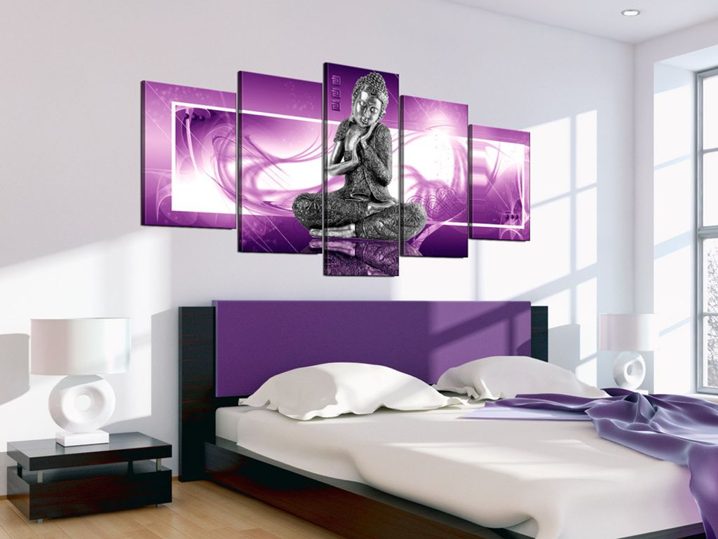Akustikbild Buddha 200x100 cm Bilder Akustikschaum Hochleistungsschallabsorber Schallschutz Leinwand 5 tlg Wandbild Raumakustik Schalldämmung 0201...