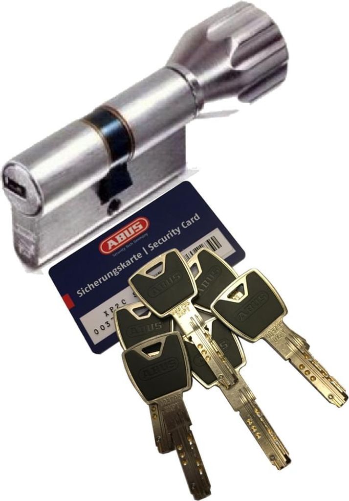 ABUS XP20S KXP20S Knaufzylinder Länge Z45/K35mm K=Knaufseite, mit Sicherungskarte und 6 Schlüssel mit Design-Clip, mit SKG** Bohrschutz