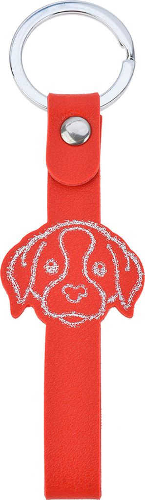 Melady Schlusselanhänger Rot Kunstleder Metall Hund Produktbild 