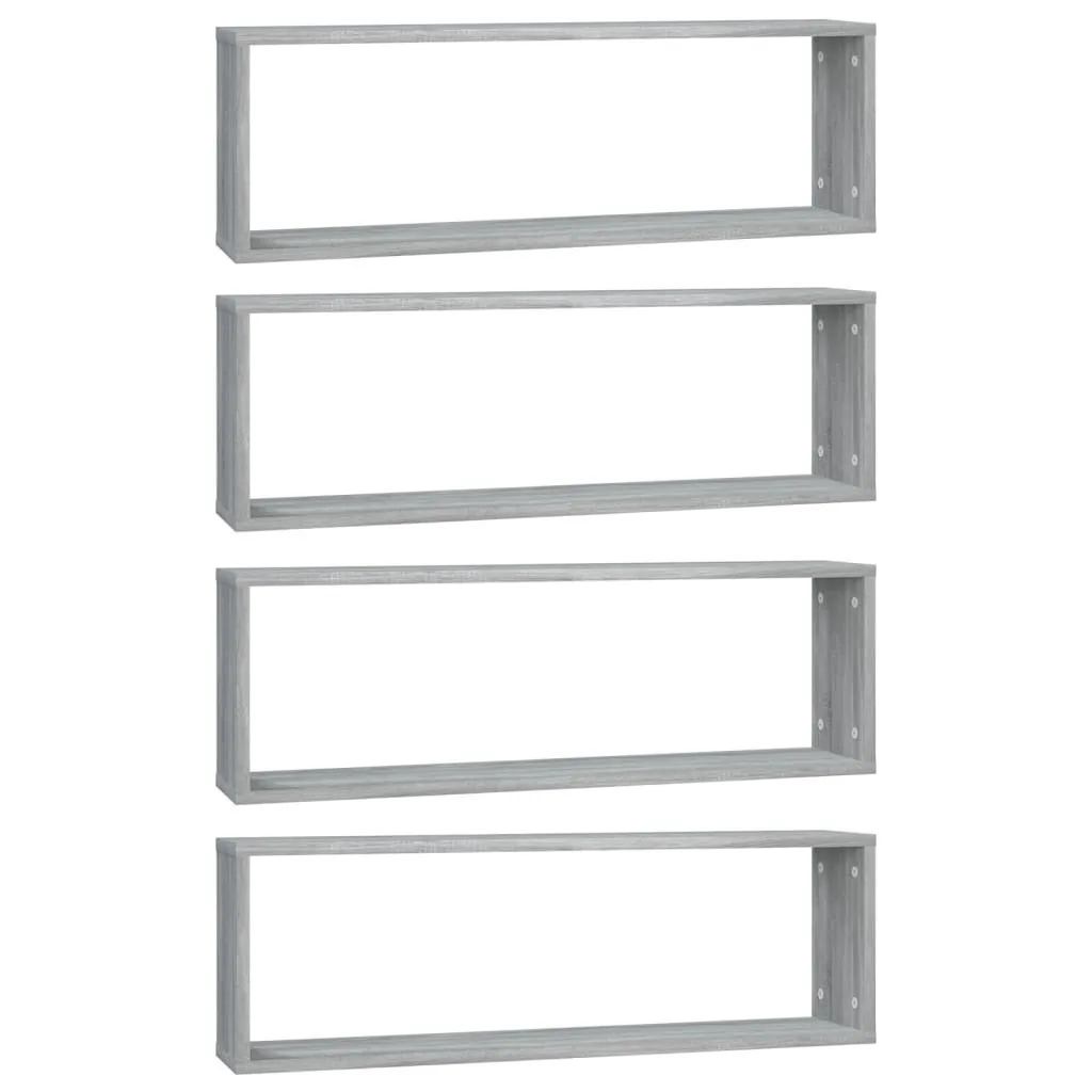 vidaXL Mensole Parete Cubo 4pz - Grigio Sonoma 80x15x26,5 cm DIY