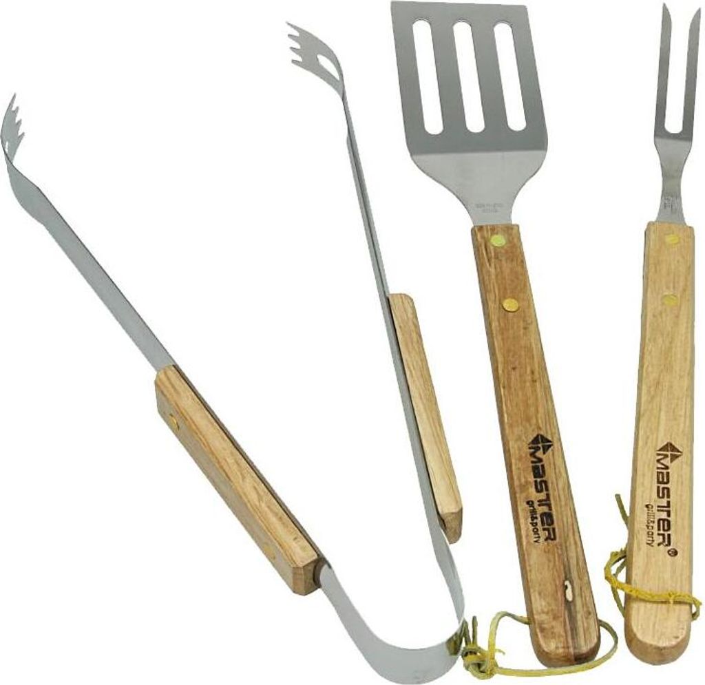 Zubehör- und Grillbesteck-Set Stahl 3-tlg