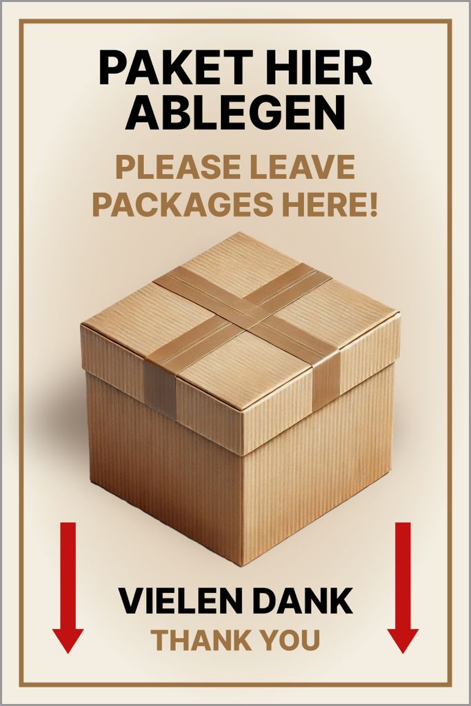 Hinweisschild Pakete hier ablegen 30x20cm Alu/Dipond Produktbild 
