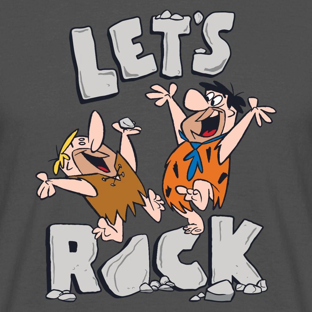 Spreadshirt The Flintstones Fred Und Barney Let's Rock Männer T-Shirt, L, Anthrazit