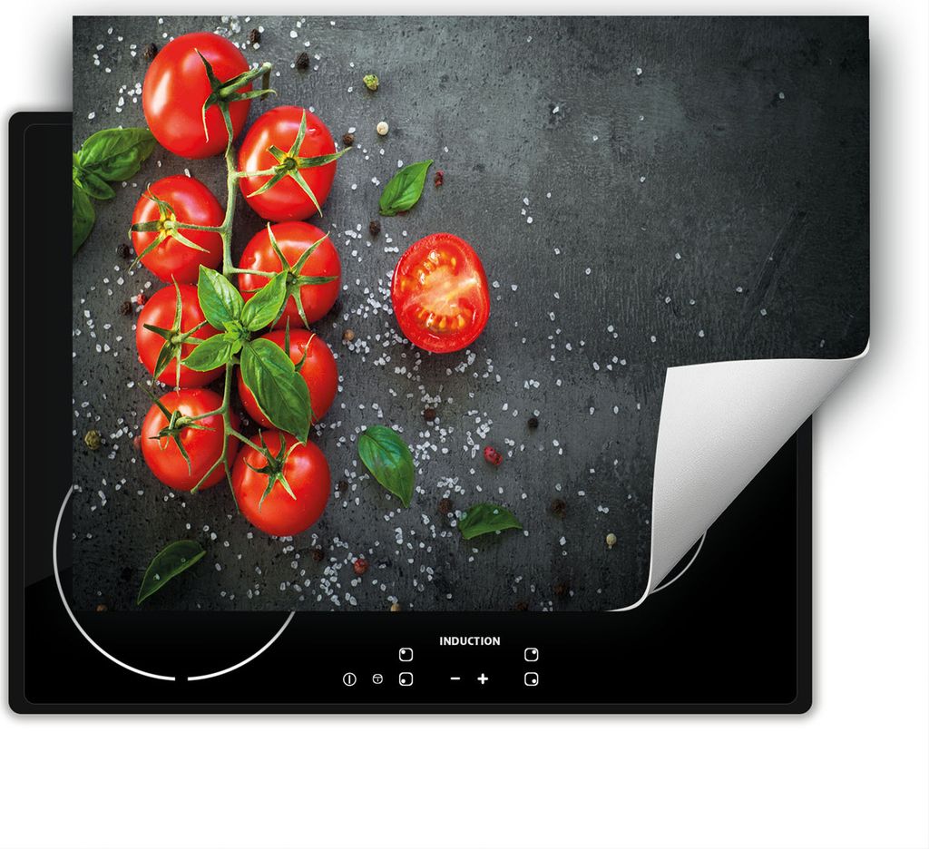 DarHaus Herdabdeckplatte 80x52 cm Anti Rutsch Matte Aufrollbar, schiefer - Tomaten