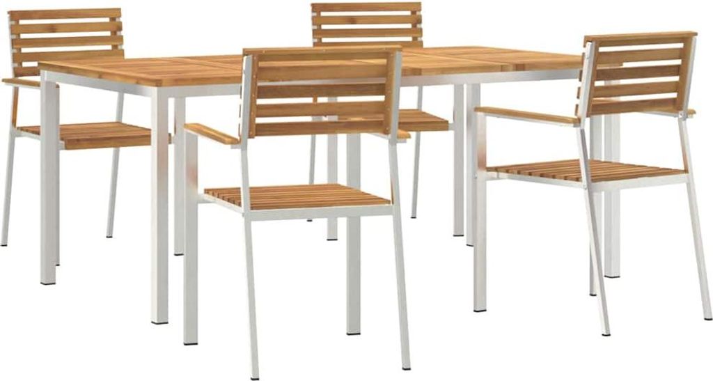 SYFAX Garten-Ess-Set 5 pcs Braun Massives Akazienholz