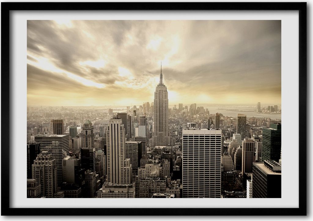 Bild - Bilder - Bilderrahmen - 70 cm x 50 cm - MDF-Rahmen, Wandkunst Manhattan New York City