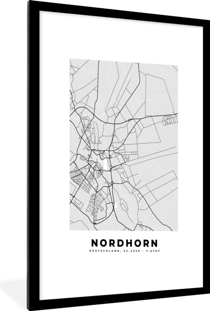 MuchoWow® Gerahmtes Poster Deutschland - Nordhorn - Karte - Produktbild 