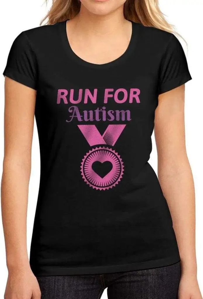 Damen Grafik T-Shirt Lauf für Autismus – Run For Autism – Öko-Verantwortlich Vintage Jahrgang Kurzarm Lustige Druck Geburtstag Geschenk Frau