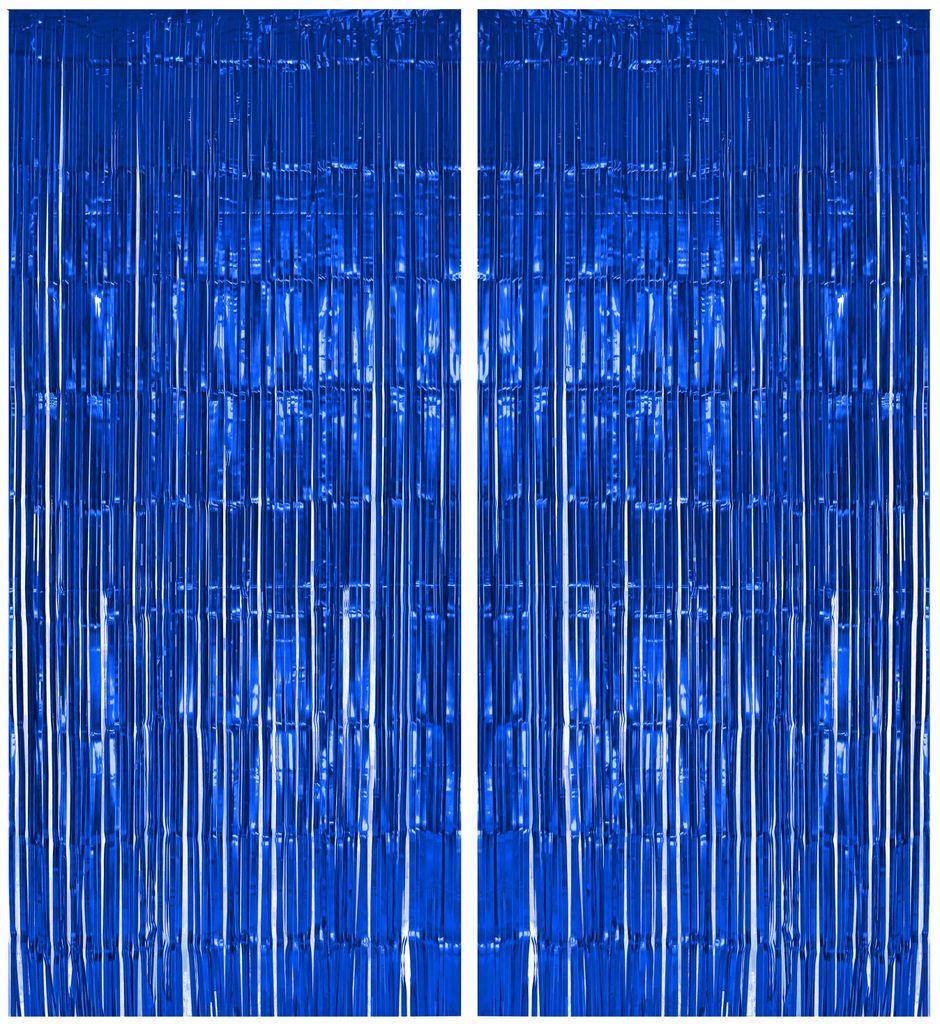 2x Lametta Vorhang - blau - 91x244 cm Produktbild 