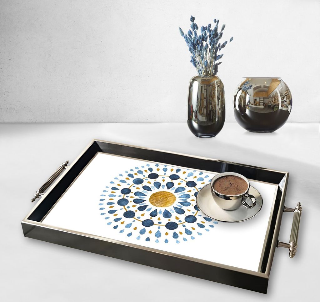 Evila Originals, TPG9801, Tablett, Mehrfarbig, 100 % GLAS, 50 x 29 x 3,5 cm