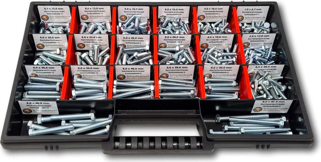 Sechskantschrauben Sortiment M4-M5-M6 // 8mm-50mm 350 tlg. Produktbild 
