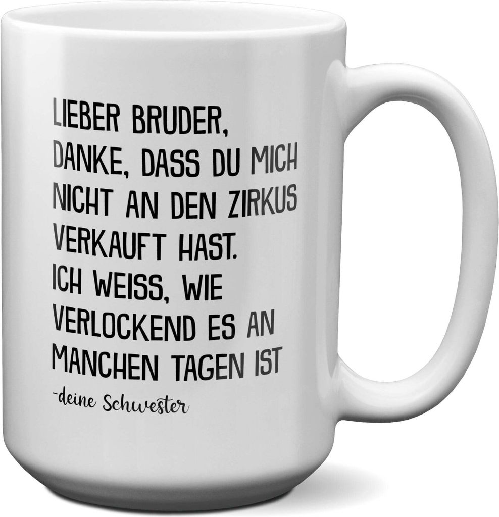 22Feels XL Tasse Bruder Geschenk von Schwester Jungs Geburtstag Weihnachten Geschwister Männer Haferl Teenager Bruderherz Geschenkidee Bürotasse
