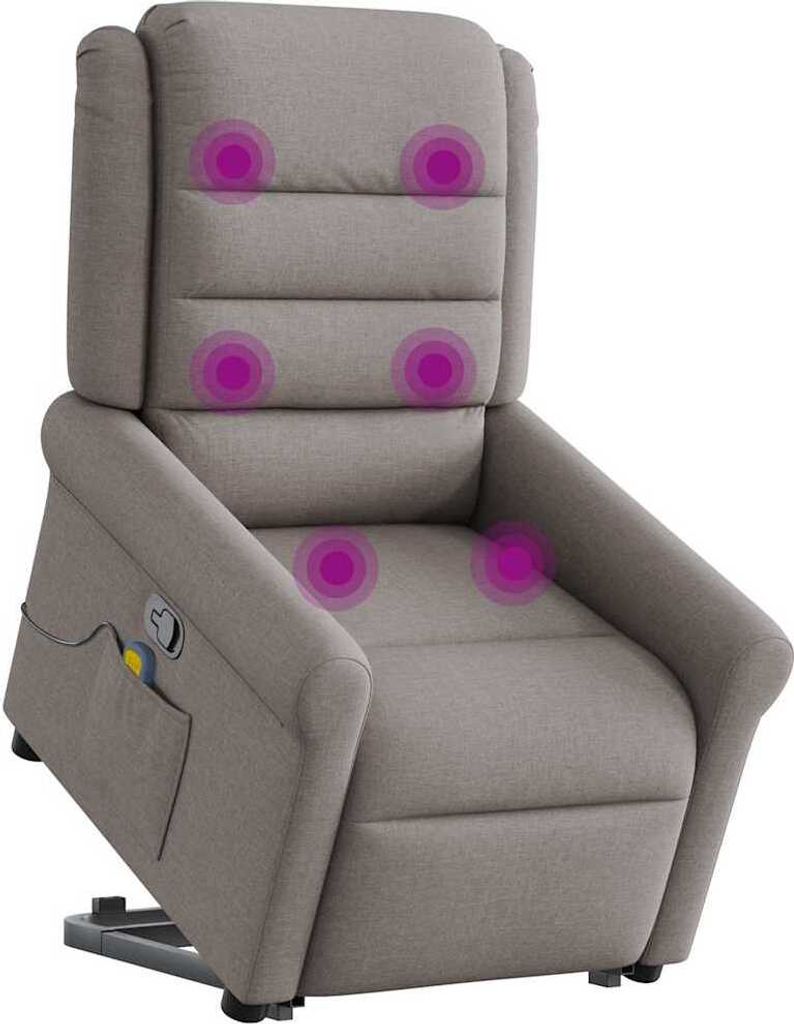 "WINTER SALE"Massagesessel - TV-Sessel - Einzelsofa elegantes Design - mit Aufstehhilfe Taupe Stoff - 73x91,5x102,5cm - Couchsessel NeuMöbel210609