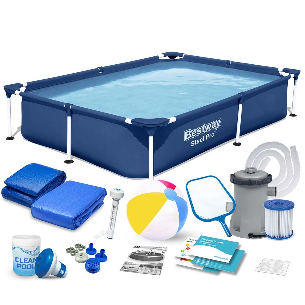 Rechteckiger Rahmenpool 221x150x43 cm 16-in-1 Bestway 56401N