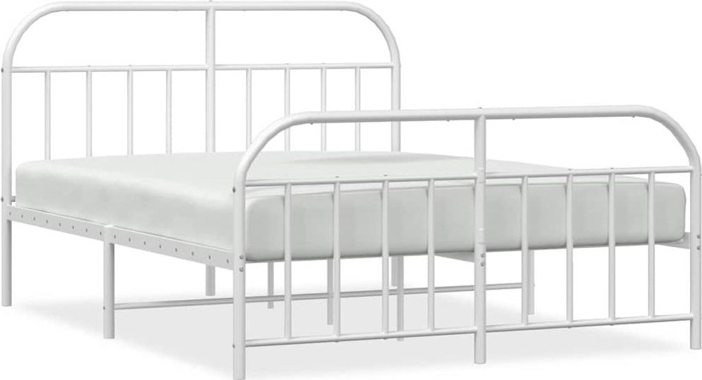 vidaXL Bettgestell mit Kopf- und Fußteil Metall Weiß 183x213 cm