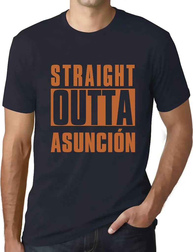 Herren Grafik T-Shirt Straight Outta Asunción Öko-Verantwortlich Vintage Jahrgang Kurzarm Lustige Druck Geburtstag Geschenk Mann