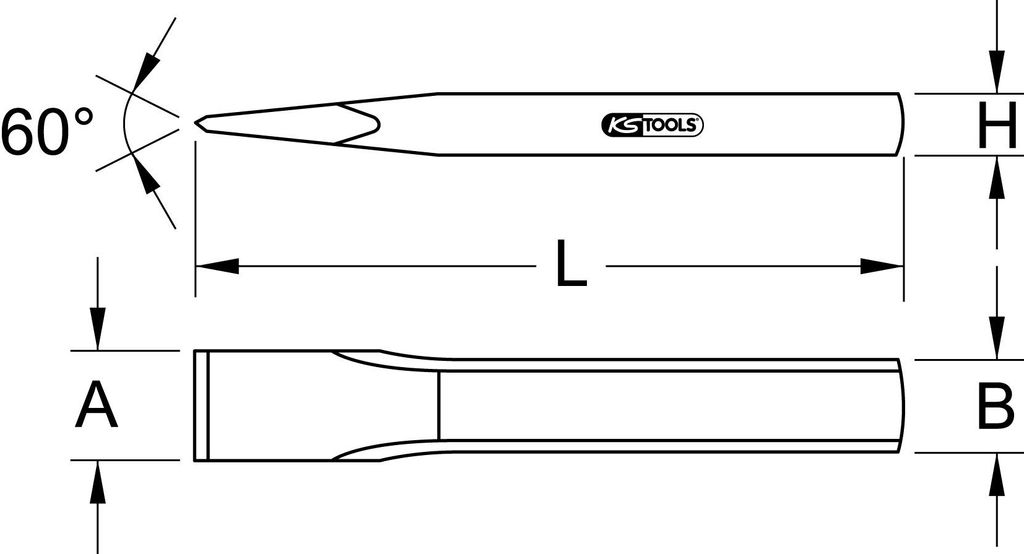 KS Tools Maurermeißel, flach oval, 31x300 mm
