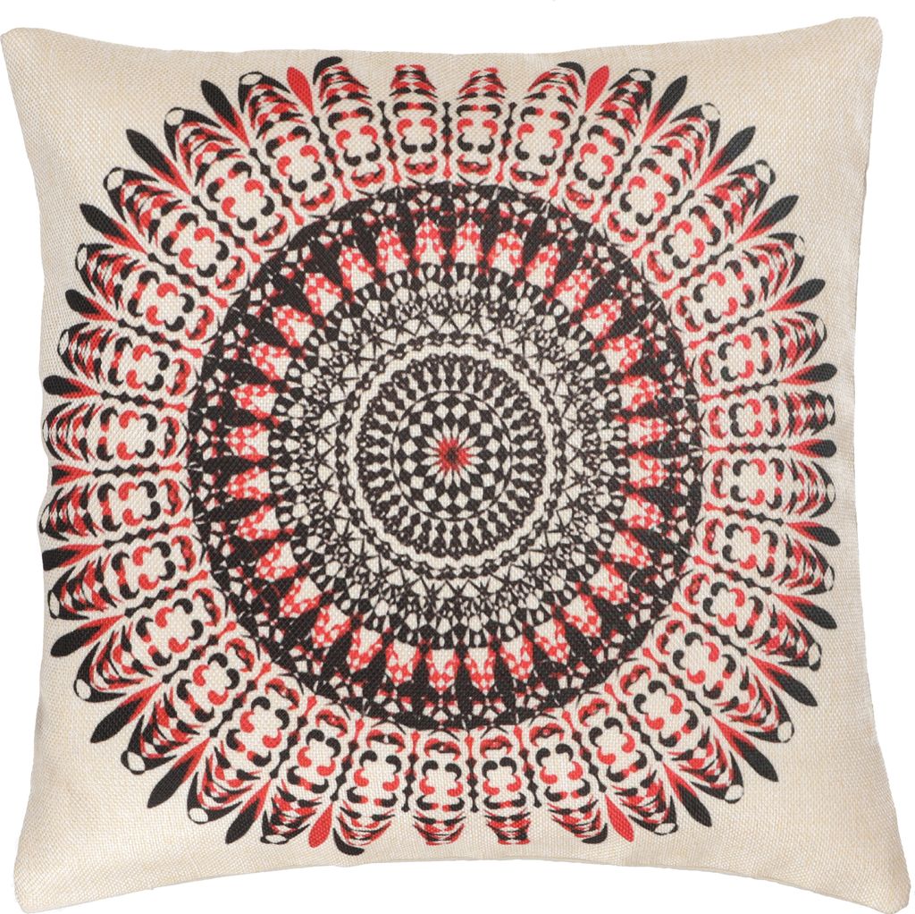 Ethno Kissenhülle, Boho Kissenbezug - Mandala 12, Creme-weiß, Viskose,Baumwolle, 40*40*0,5 cm, Zierkissen, Dekokissen, Sofakissen