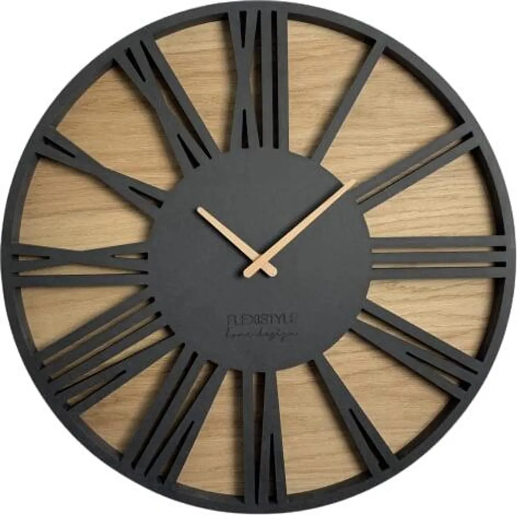 Horloge Murale Silencieuse sans Tic-tac LOFT Noire 50cm Grande Taille