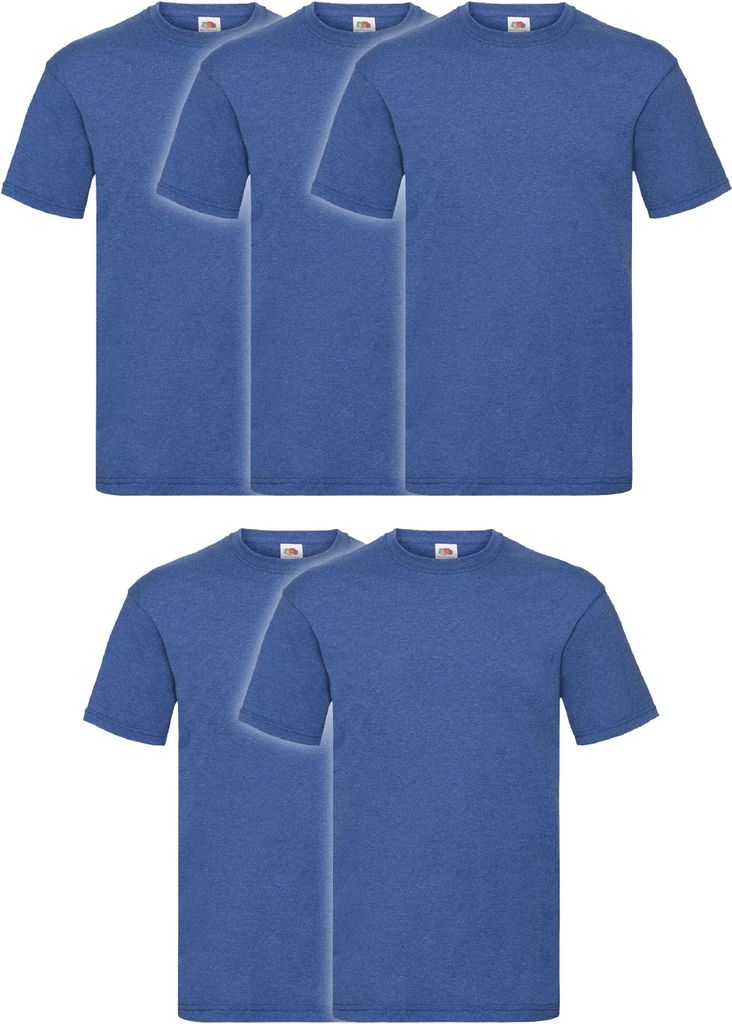 5er Pack Fruit of the Loom Valueweight T-Shirt + GRATIS MyShirt Stoffbeutel Farbe: retro royalblau meliert Größe: M