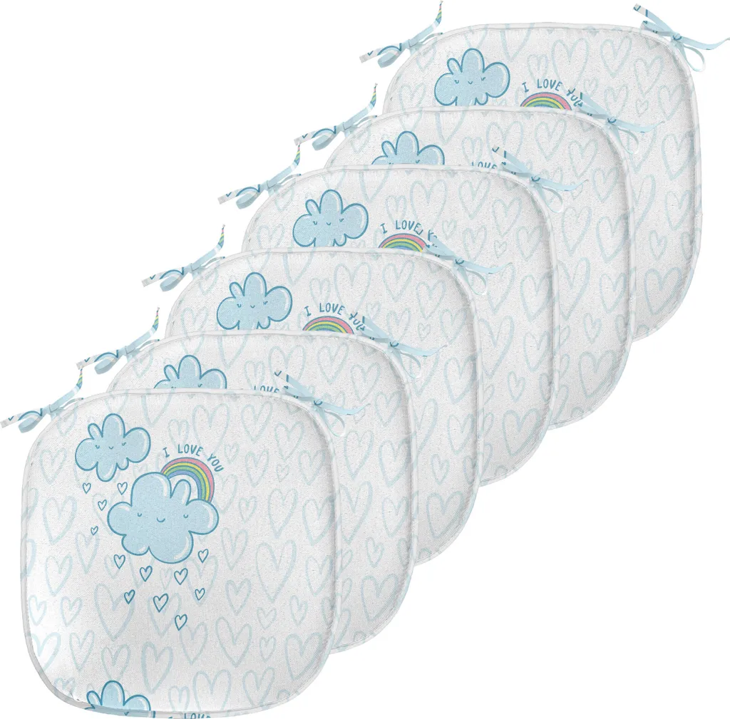 Coussins de Chaise de Salle à Manger Imperméables Bleu Pâle - Set de 6