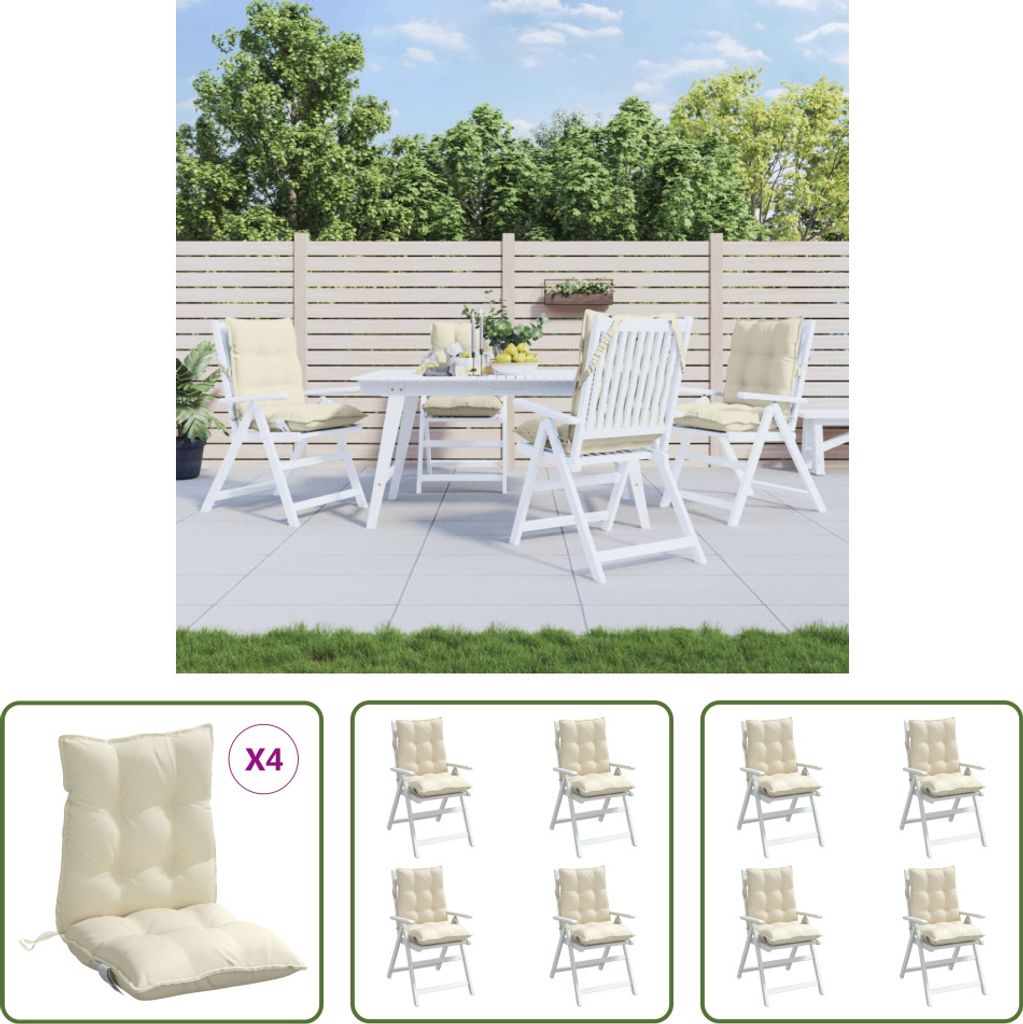 The Living Store Niedriglehner-Auflagen 4 Stk. Creme Produktbild 