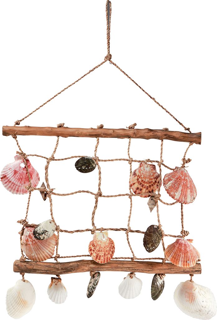 Hängedeko Maritim Fischernetz Muscheln Natur Deko 50x32cm