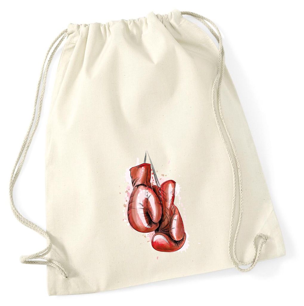 Huuraa Turnbeutel Boxhandschuh Comic 12 Liter Natural Baumwolle Rucksack Geschenkidee