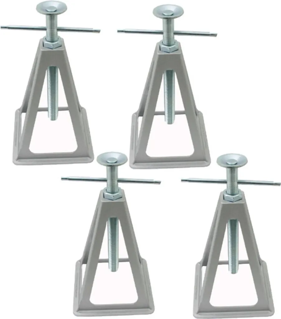 Supports à vis en aluminium 3600 kg pour caravane - Lot de 4 réglables