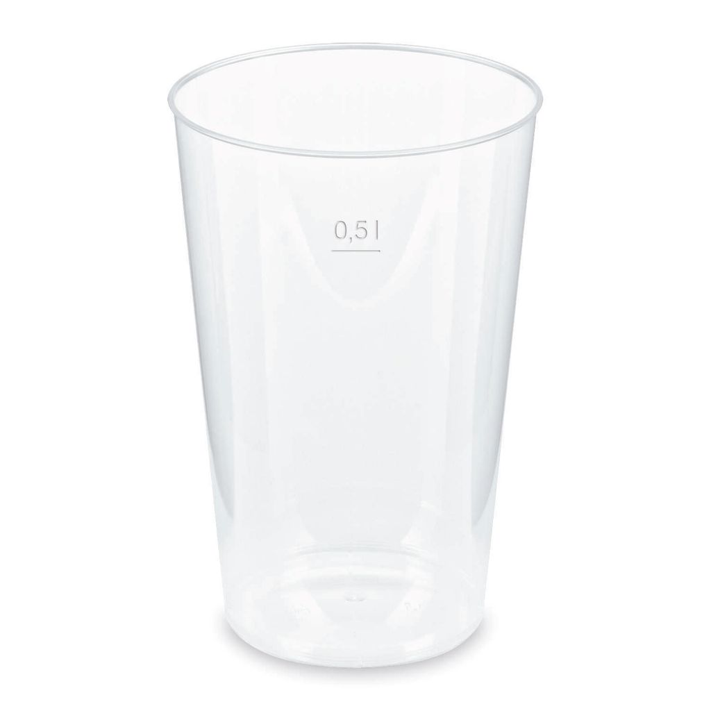 30x Mehrwegbecher Pfandbecher transparent PP Eichstrich 0,5 Produktbild 