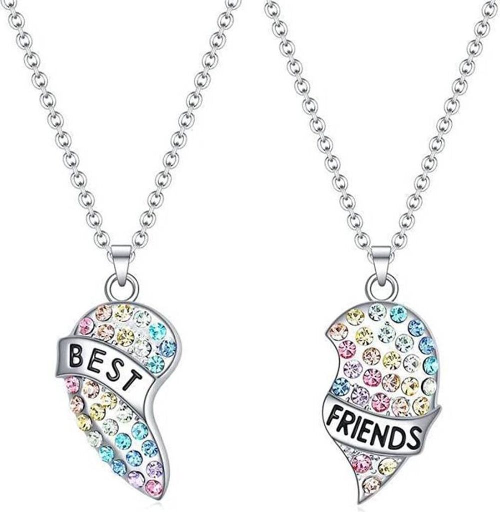 Náhrdelník Bixorp Friends BFF pre 2 s dúhovým srdcom - Obrázok produktu 