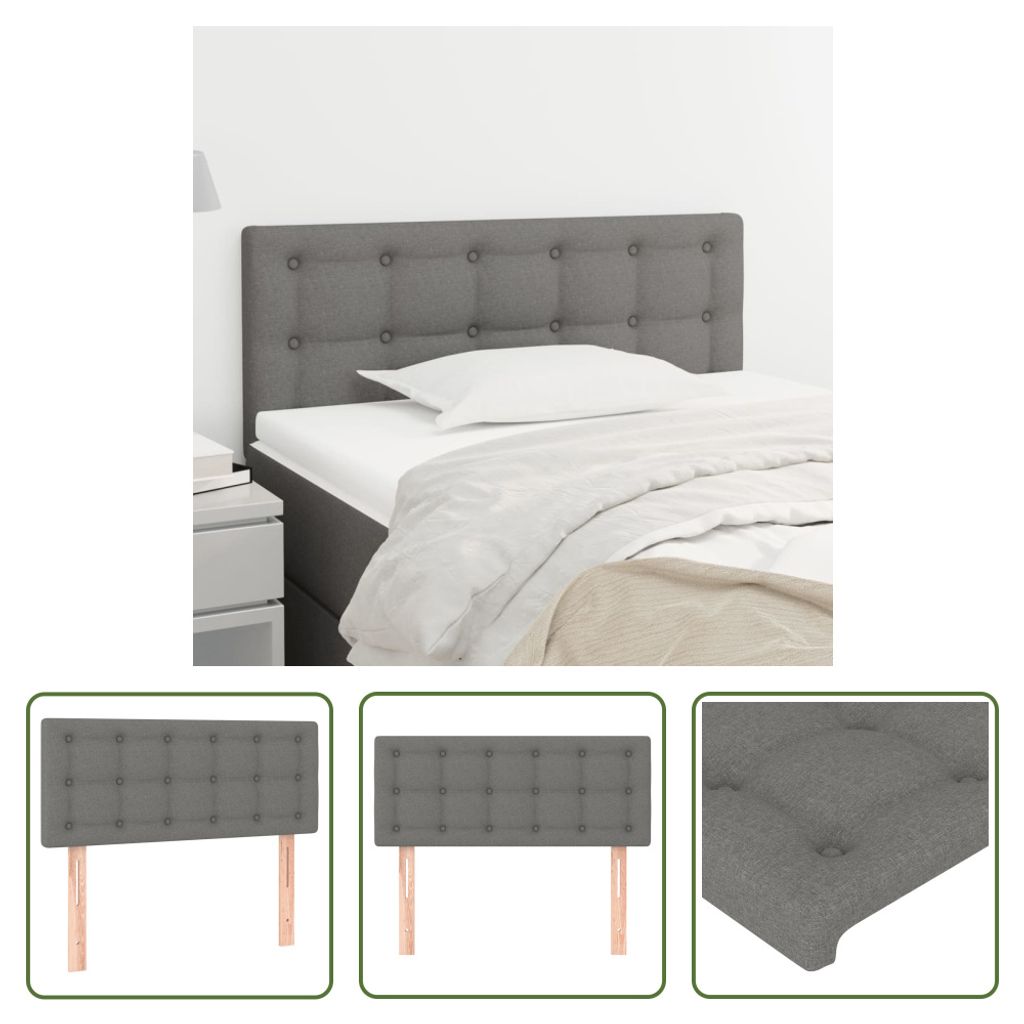 The Living Store Kopfteil Dunkelgrau 100x5x78/88 cm Stoff
