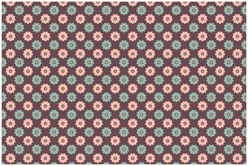 Wallario Premium Glasbild, freischwebende Optik, kräftige Farben, Größe 90 x 60 cm Motiv Muster mit grünen und rosa-farbenen Blüten